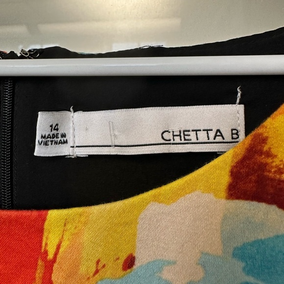 Chetta B Dress Women 14 Black Floral Sheath Midi Lined Zipper Sleeveless Cotton - Picture 2 of 4